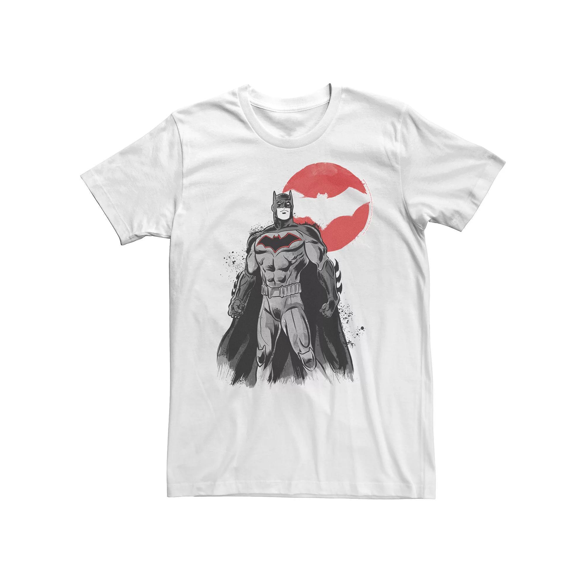Big & Tall DC Comics Batman Sun Logo Tee, Men's, Size: 3XL Tall, White Product Image