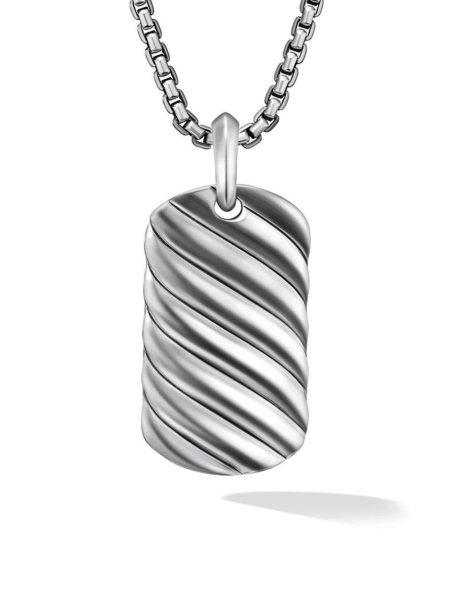David Yurman Mens Sculpted Cable Tag in Sterling Silver, 35mm Product Image