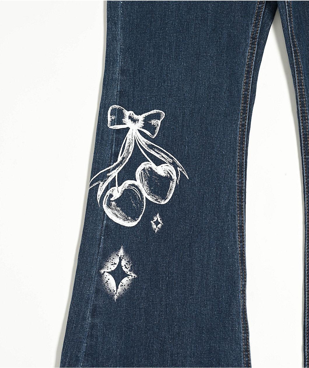 Empyre Glimmer Evening Dark Blue Mid Rise Flare Jeans Product Image