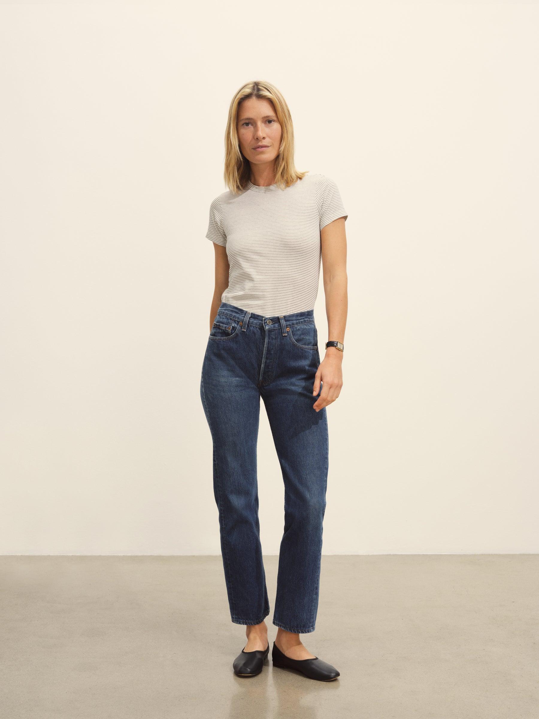 Natural/Black Seaport Stripe Slim Crew Product Image