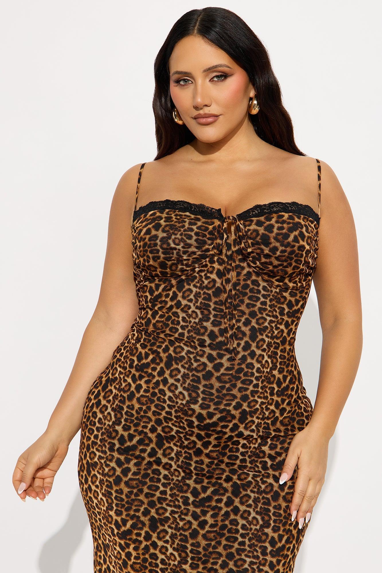Blythe Printed Mesh Midi Dress - Leopard Product Image