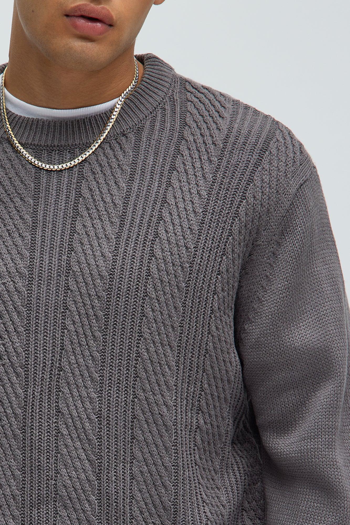 All Night Long Crewneck Sweater - Charcoal Product Image