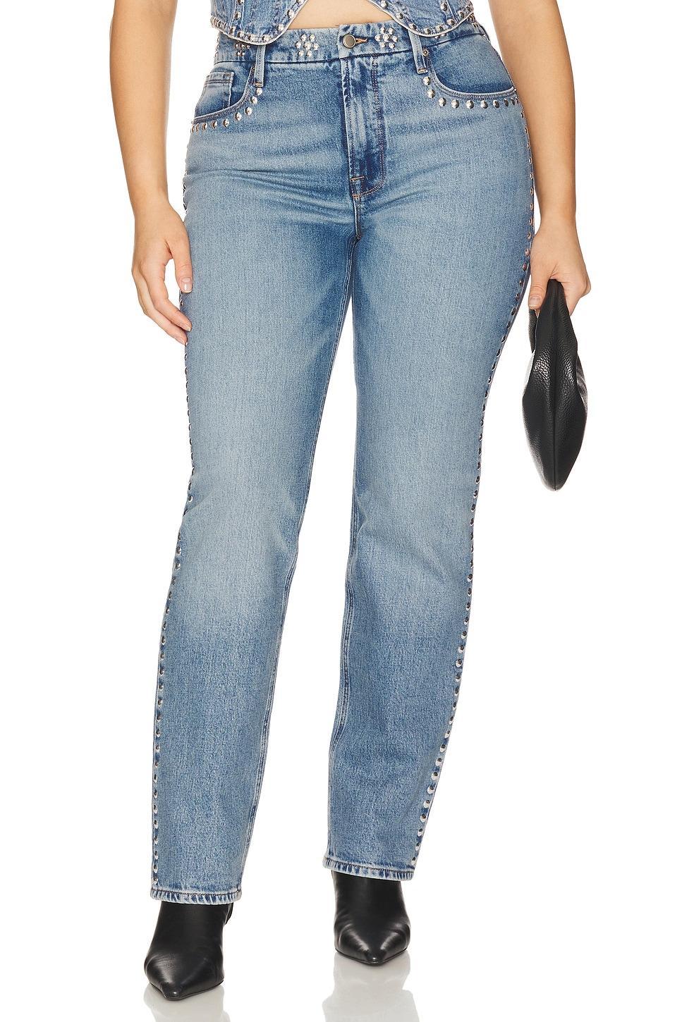 Good Icon Studded Straight Jeans Good American Product Image