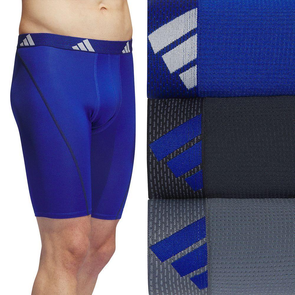 Men's adidas 3-pack Sport Performance Mesh Long-Leg Boxer Briefs, Size: Large, Blue Gray Product Image