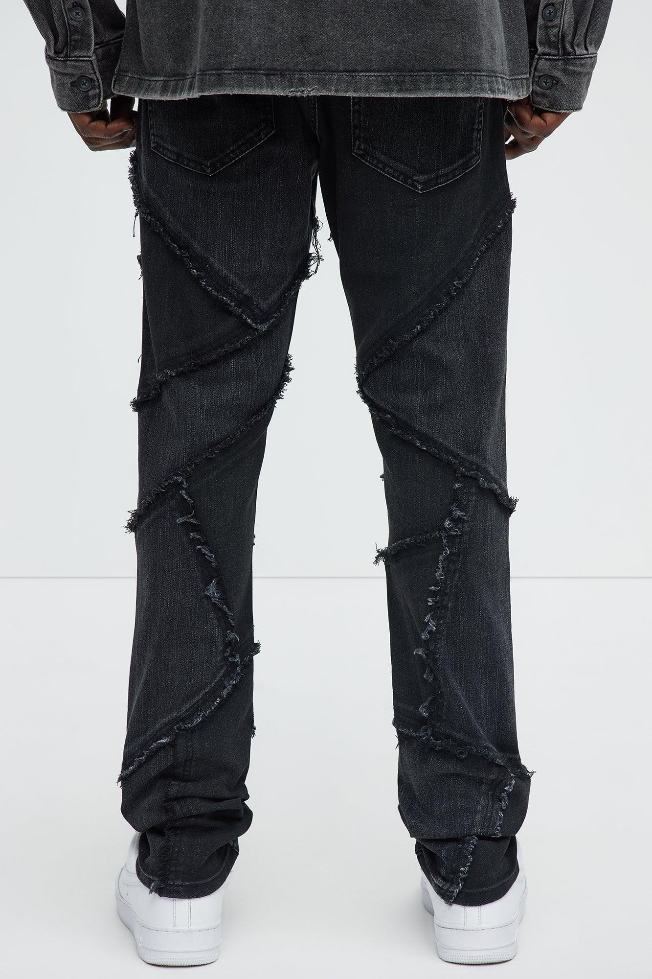 Skinny Patch It With Fray Jeans - Black Wash Product Image