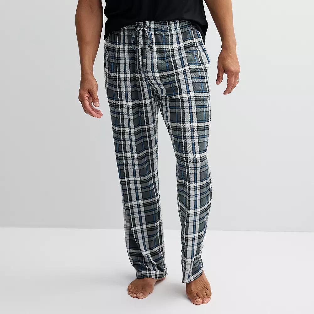 Men's Sonoma Goods For Life® Supersoft Drawstring Pajama Pants, Size: Large, Dark Gray Plaid Product Image