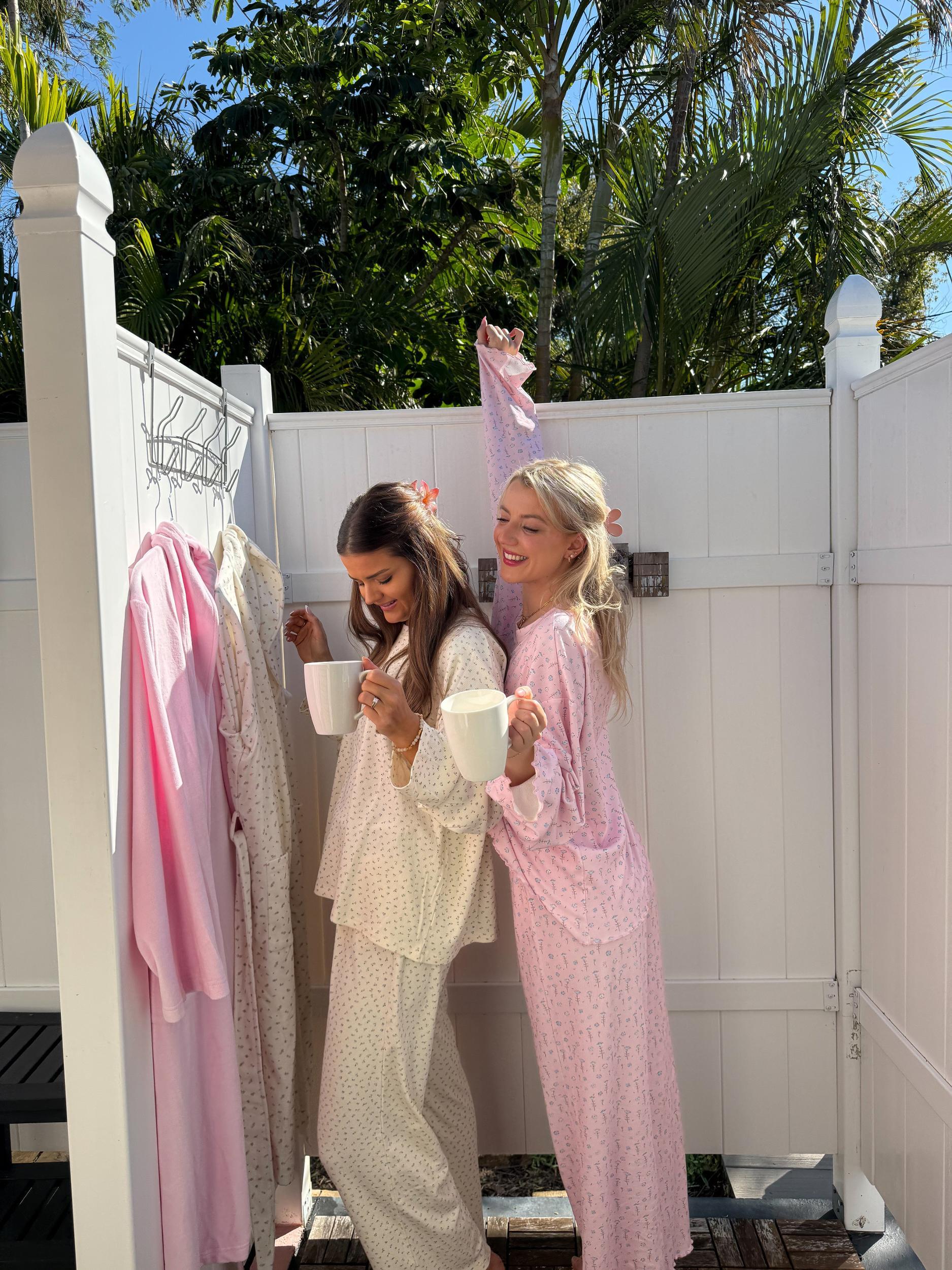 Pale Floral Long Sleeve Pajama Top Product Image