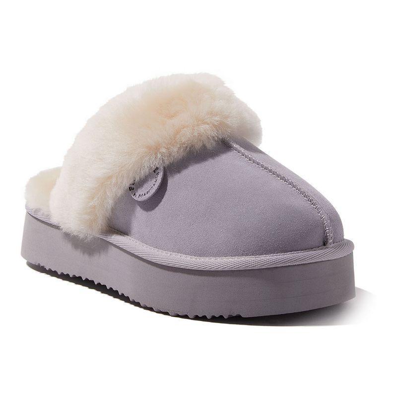 Fireside by Dearfoams Melton Shearling Womens Platform Scuff Slippers Product Image