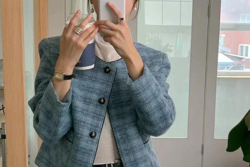 Tweed Button-Up Jacket Product Image