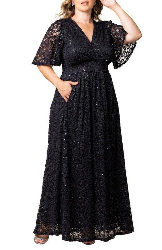 Luminous Sequin Lace Long Gown - Plus Product Image