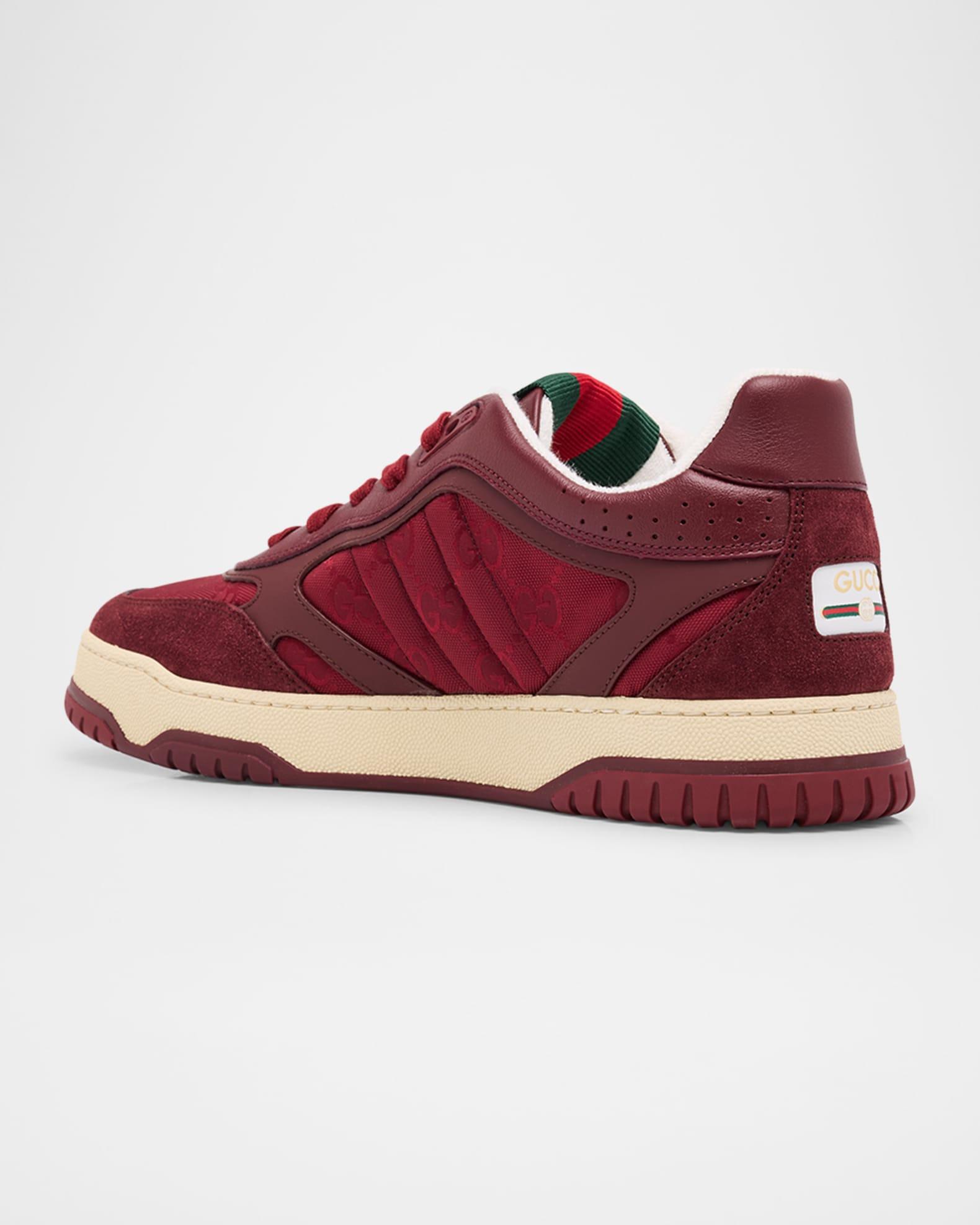 Men's GG Canvas and Leather Tongue-Web Fashion Sneakers Product Image