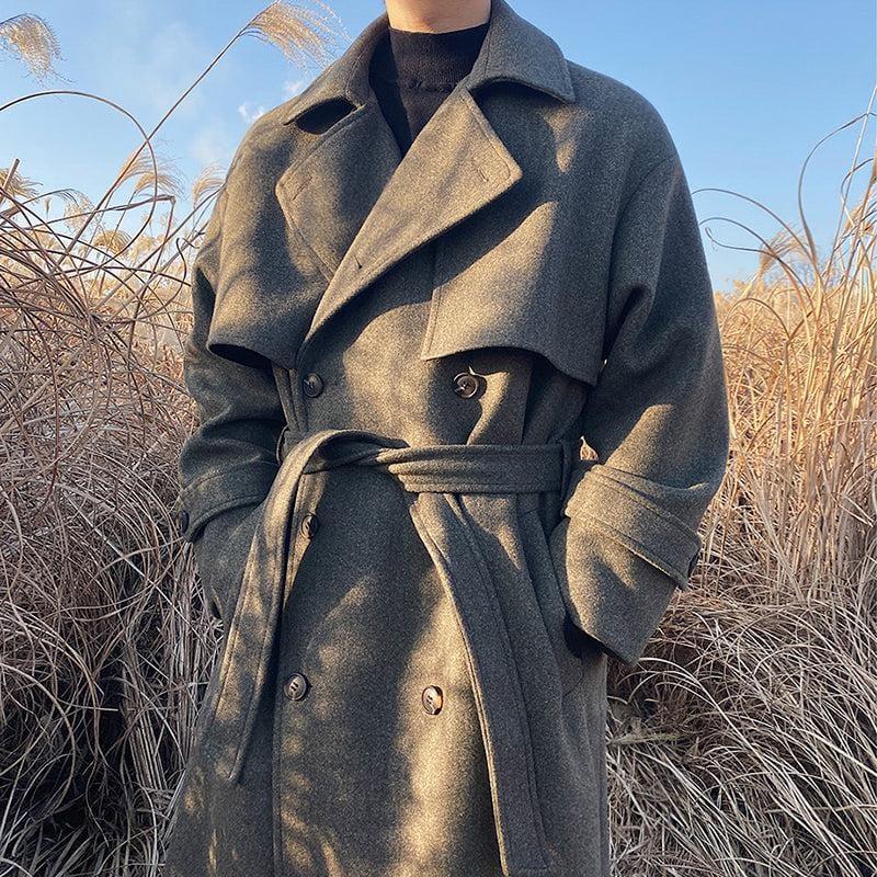 RT No. 3411 WOOLEN COLLAR BELT COAT JK Product Image