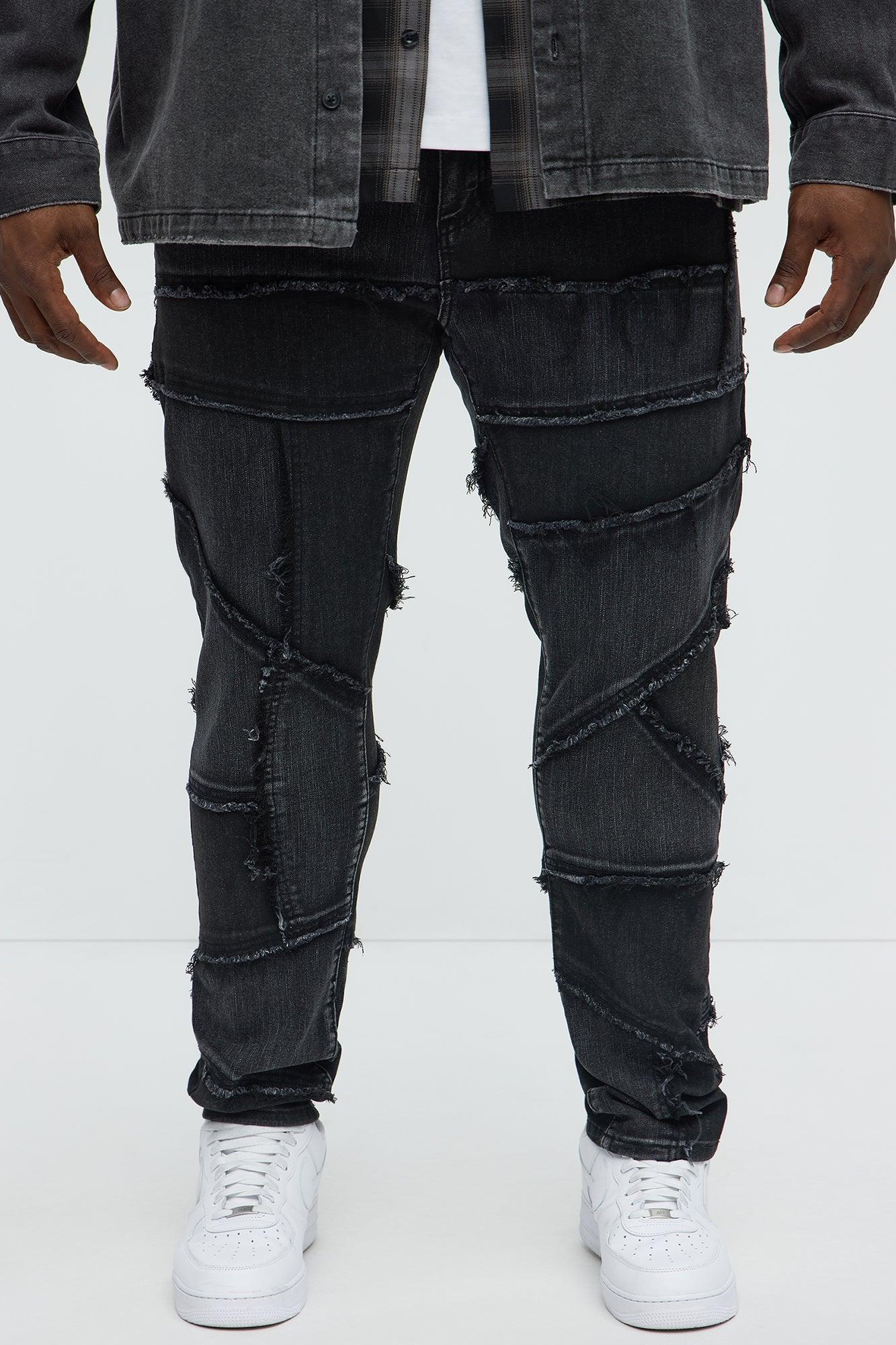 Skinny Patch It With Fray Jeans - Black Wash Product Image