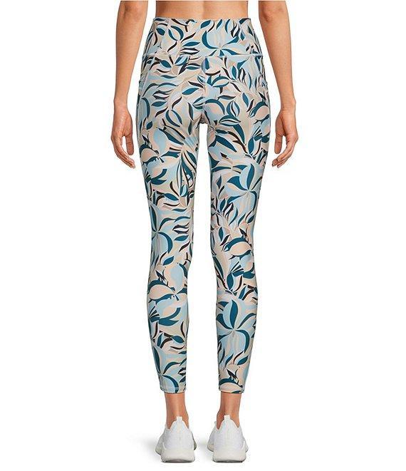 Kinesis High Rise Blue Tropical Floral Print Ankle Leggings Product Image