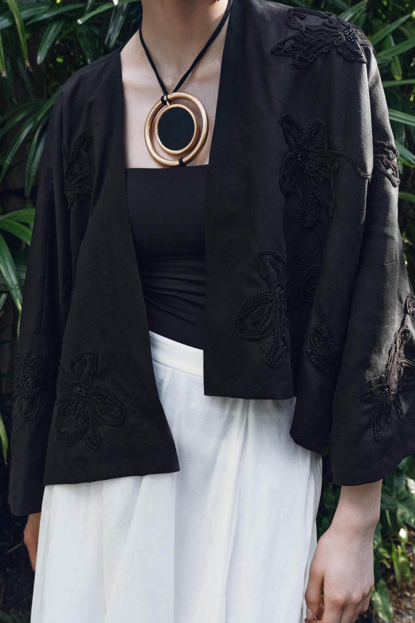 BEADED FLORAL KIMONO Product Image