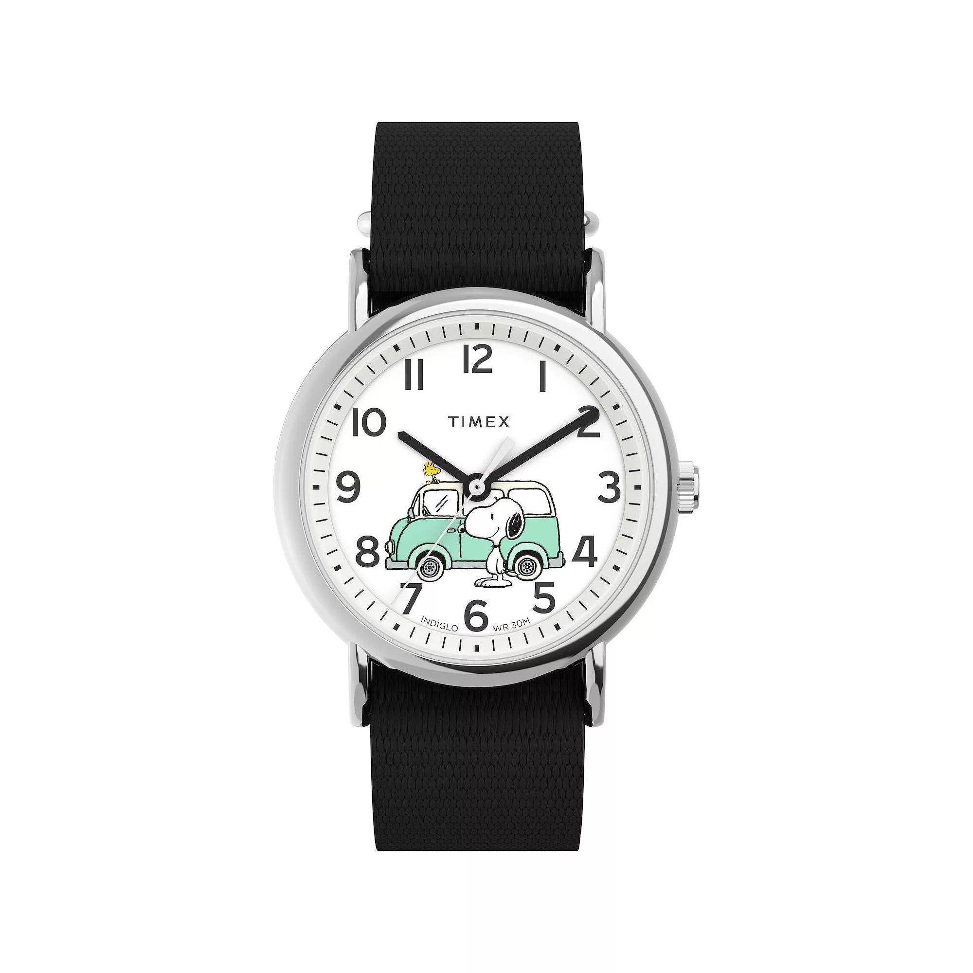 Timex Weekender x Peanuts Snoopy & Woodstock Van Fabric Strap Watch - TW2Y11800JT, Womens Black Product Image