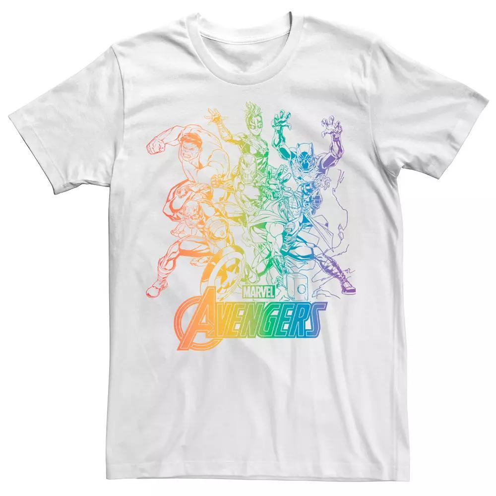 Adult Marvel Avengers Pride Rainbow Gradient Outline Tee, Men's, Size: Large, White Product Image
