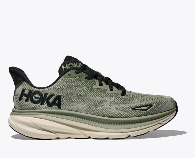 HOKA Mens Clifton 9 Shoes in Sea Moss/Forest Lichen, Size 9 Product Image