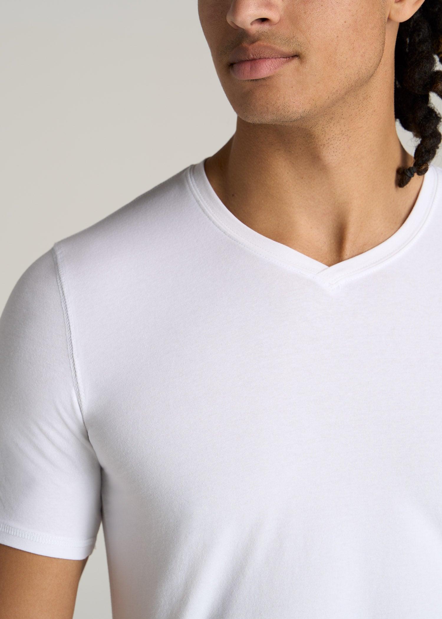 The Essential SLIM-FIT V-Neck Tee for Tall Men in White Product Image