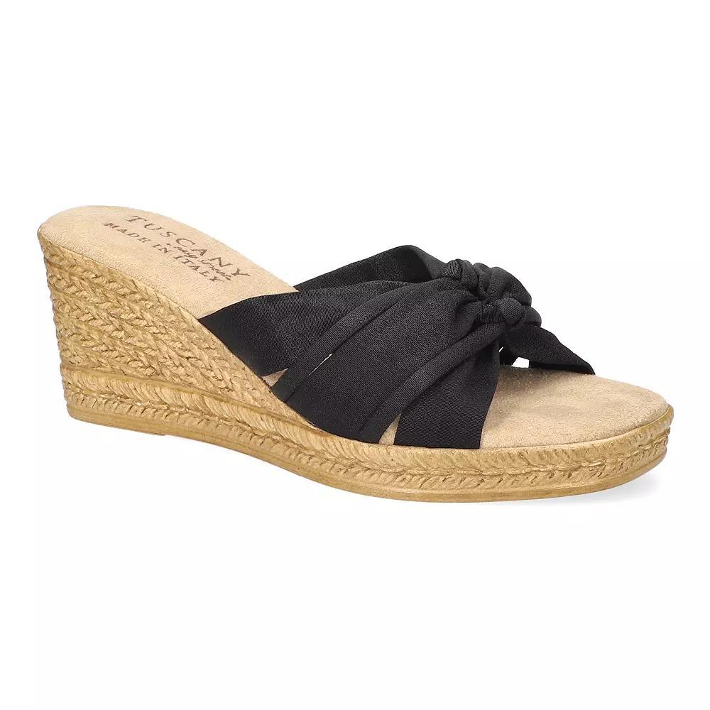 Easy Street Ghita Tuscany Women's Wedge Sandals, Size: 9 XW, Black Crepe Product Image