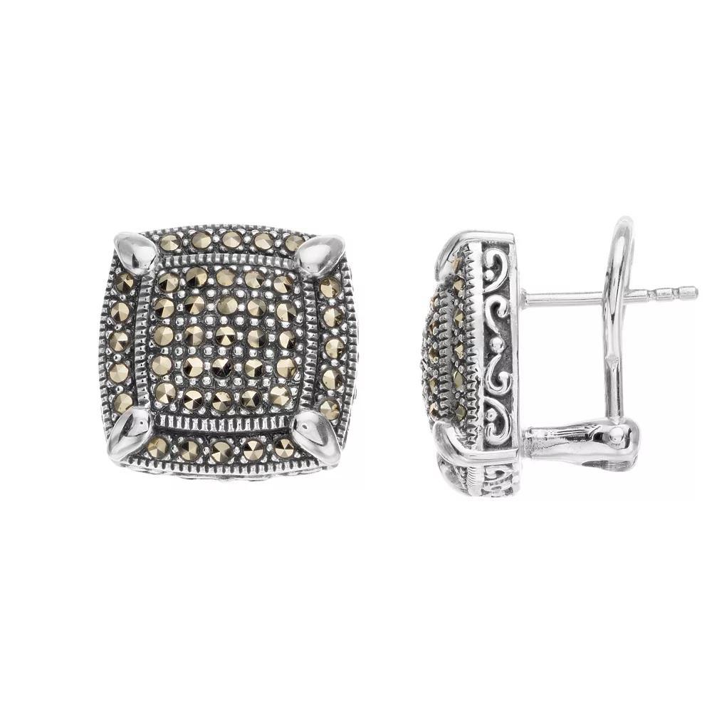 Lavish by TJM Sterling Silver Marcasite Omega Earrings, Womens Product Image