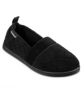 Isotoner Womens Diamond Quilted Microterry Closed-Back Slippers - Black Product Image