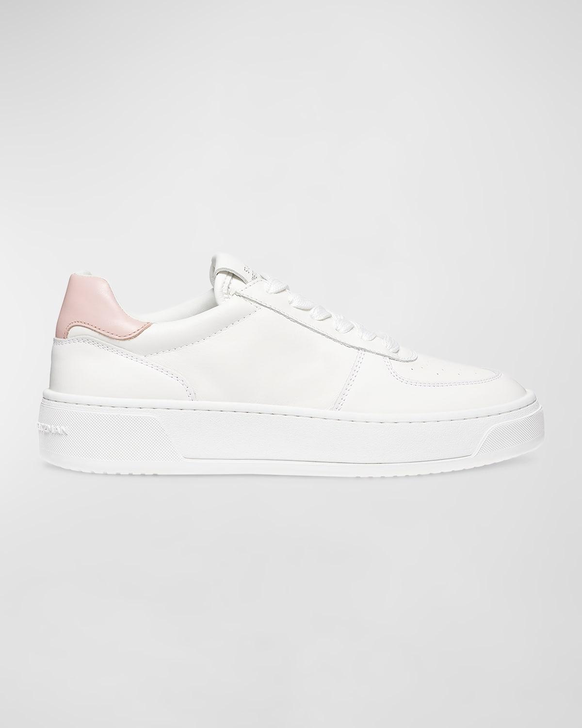 Mixed Leather Courtside Low-Top Sneakers Product Image