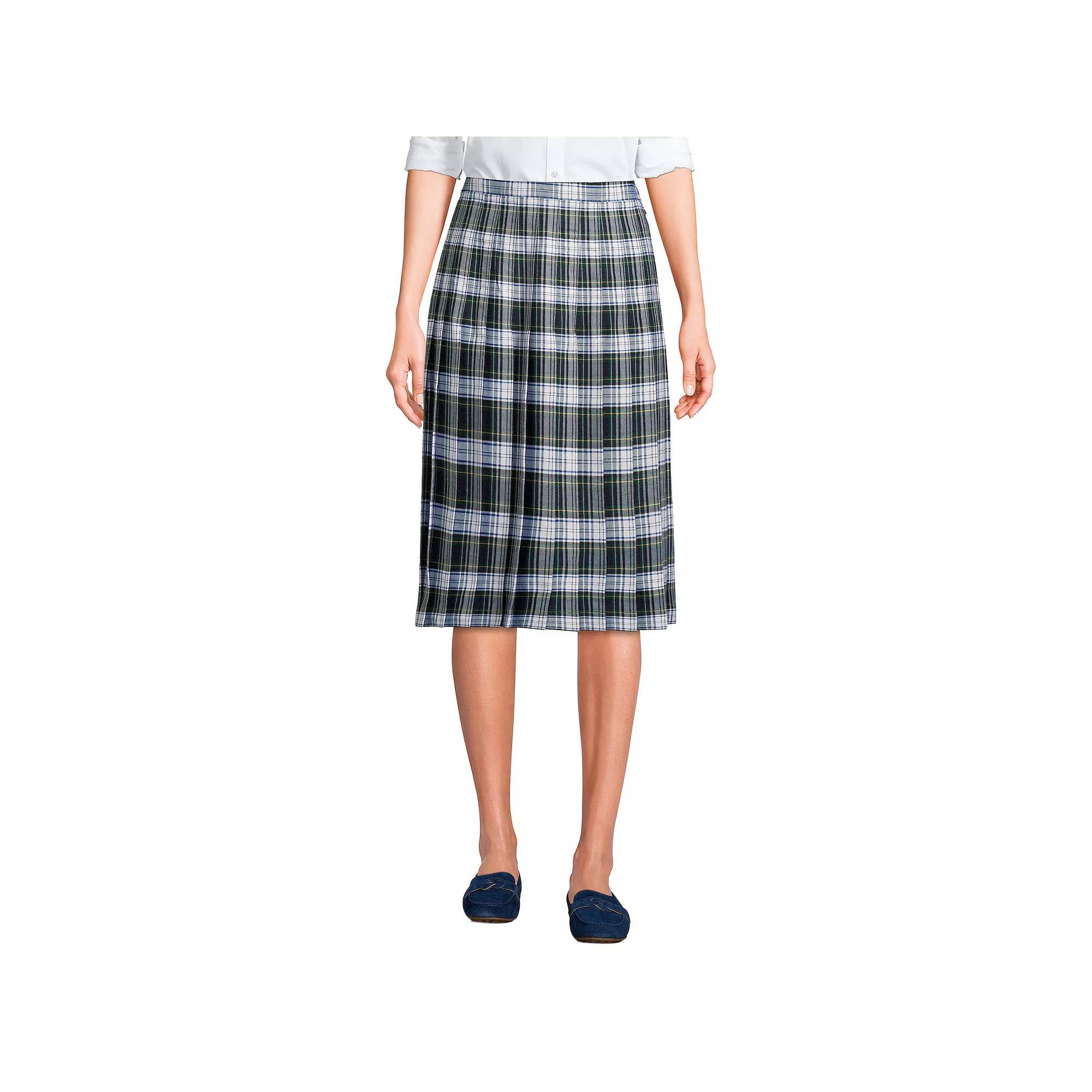 Women's Lands' End School Uniform Plaid Pleated Midi Skirt, Size: 12, Clear Blue Plaid Product Image