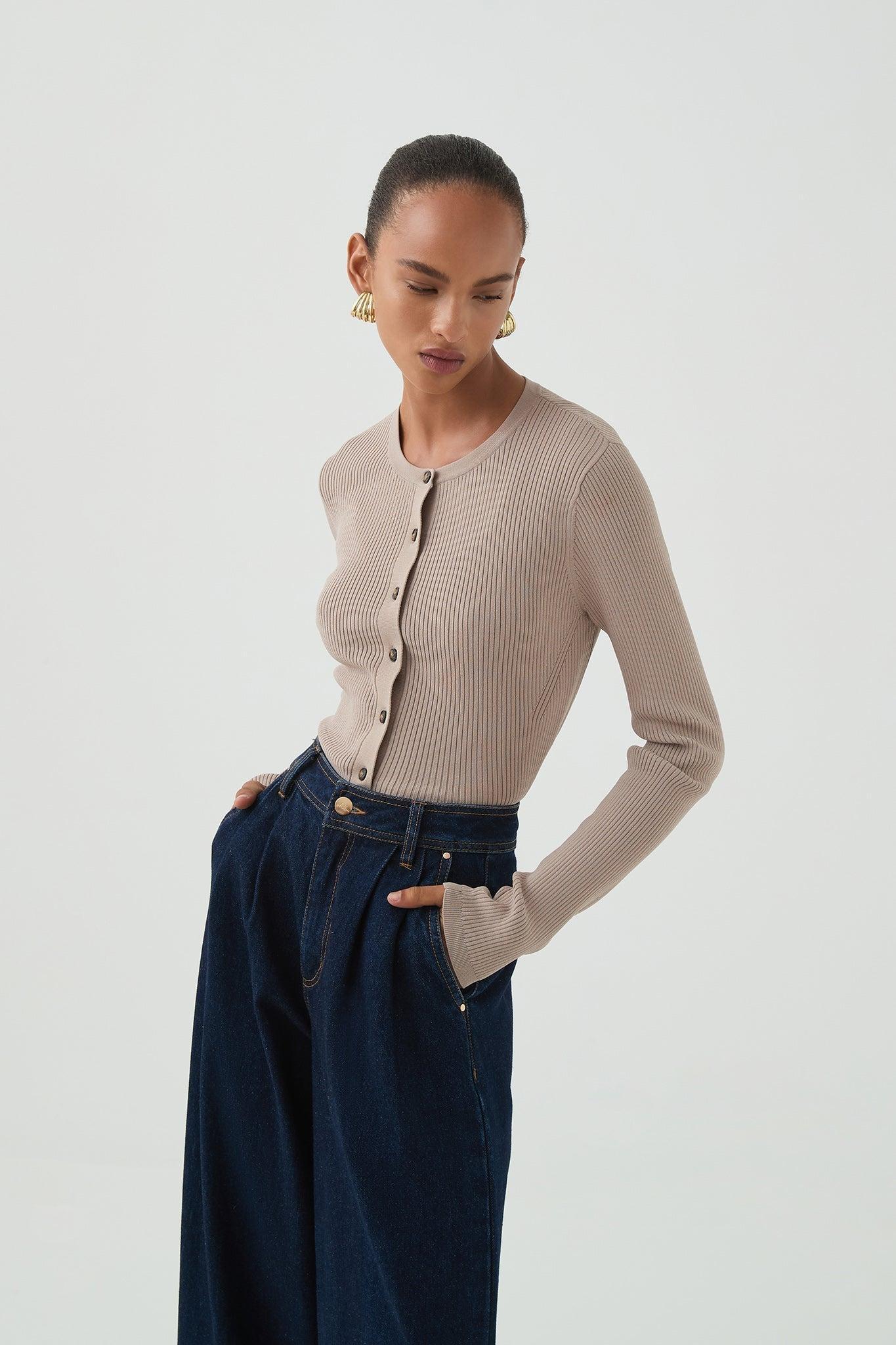 Deia Cropped Knit Cardigan Product Image