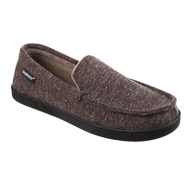 isotoner Preston Heather Knit Men's Moccasin Slippers, Size: XL, Blue Product Image