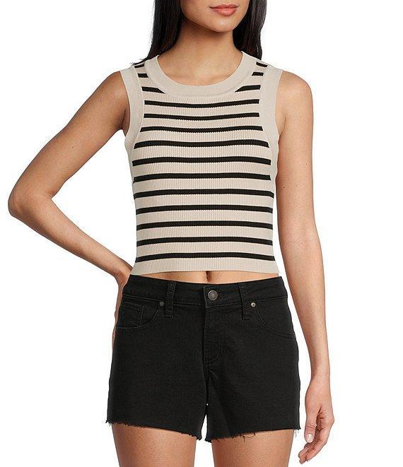 Signature 8 Crew Neck Sleeveless Stripe Rib Tank Top Product Image