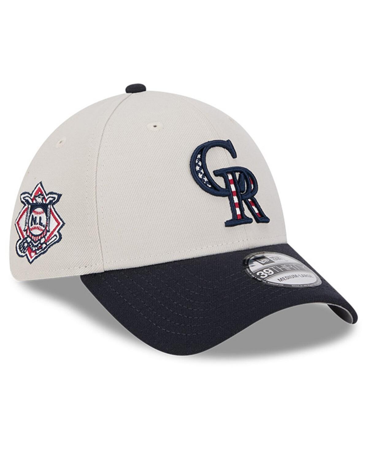 Men's New Era  Khaki/Black Colorado Rockies 2024 Fourth of July 39THIRTY Flex Hat, Size: Large/XL, Beig K Product Image