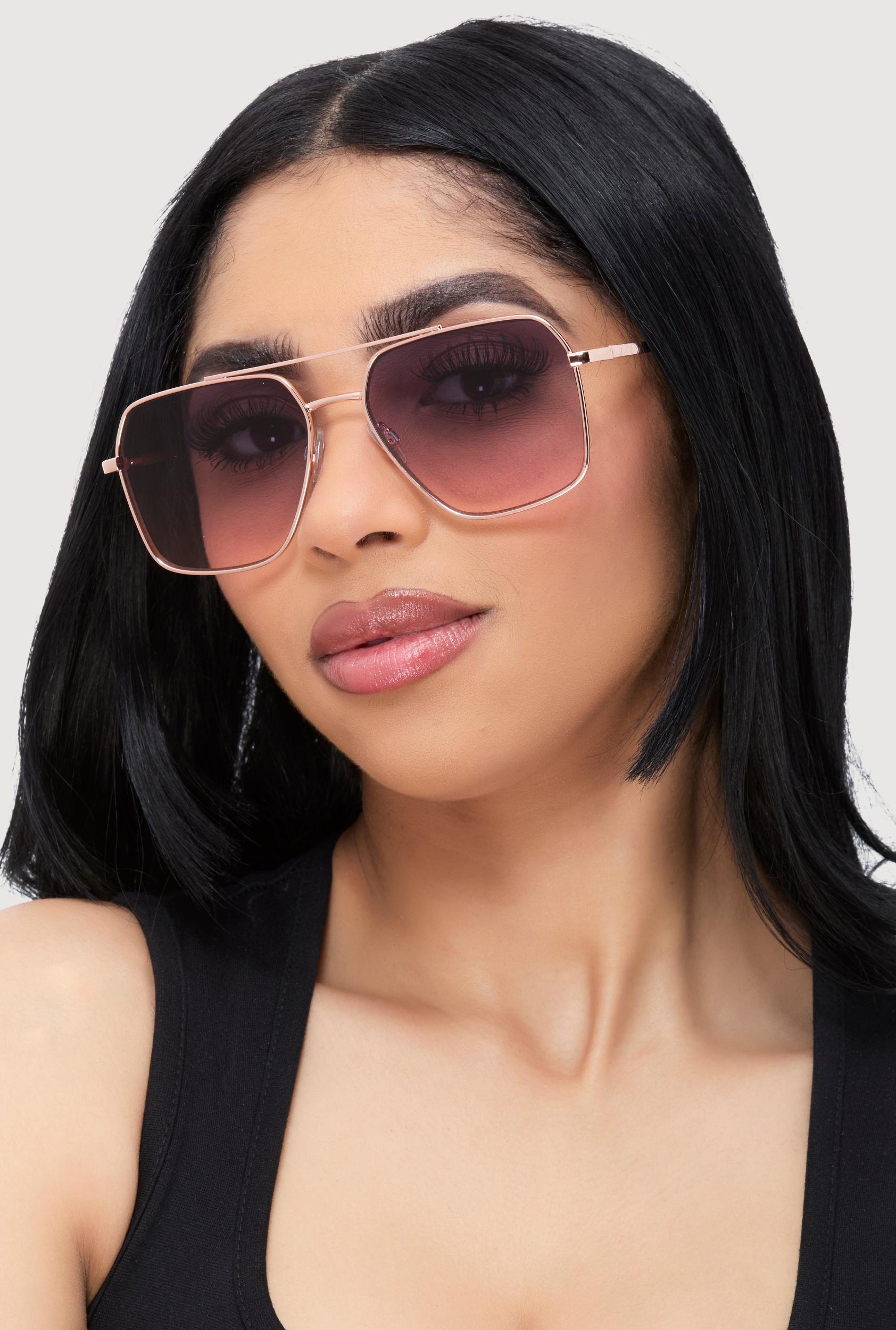 Geometric Lens Aviator Sunglasses Female Product Image