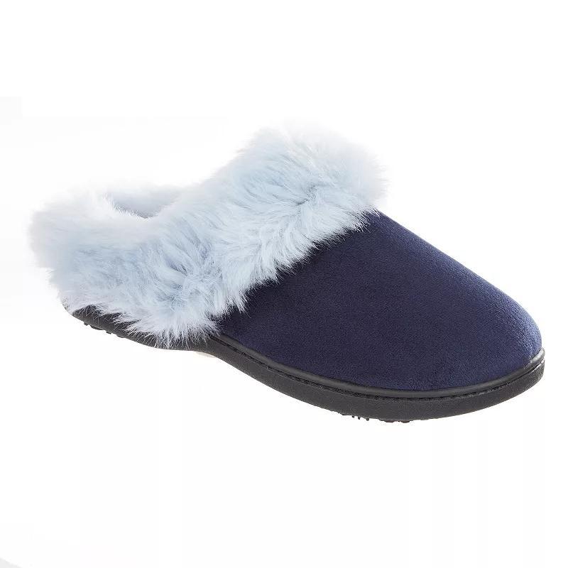 Isotoner Women's Valerie Velour Hoodback Slippers - Navy Blue Product Image