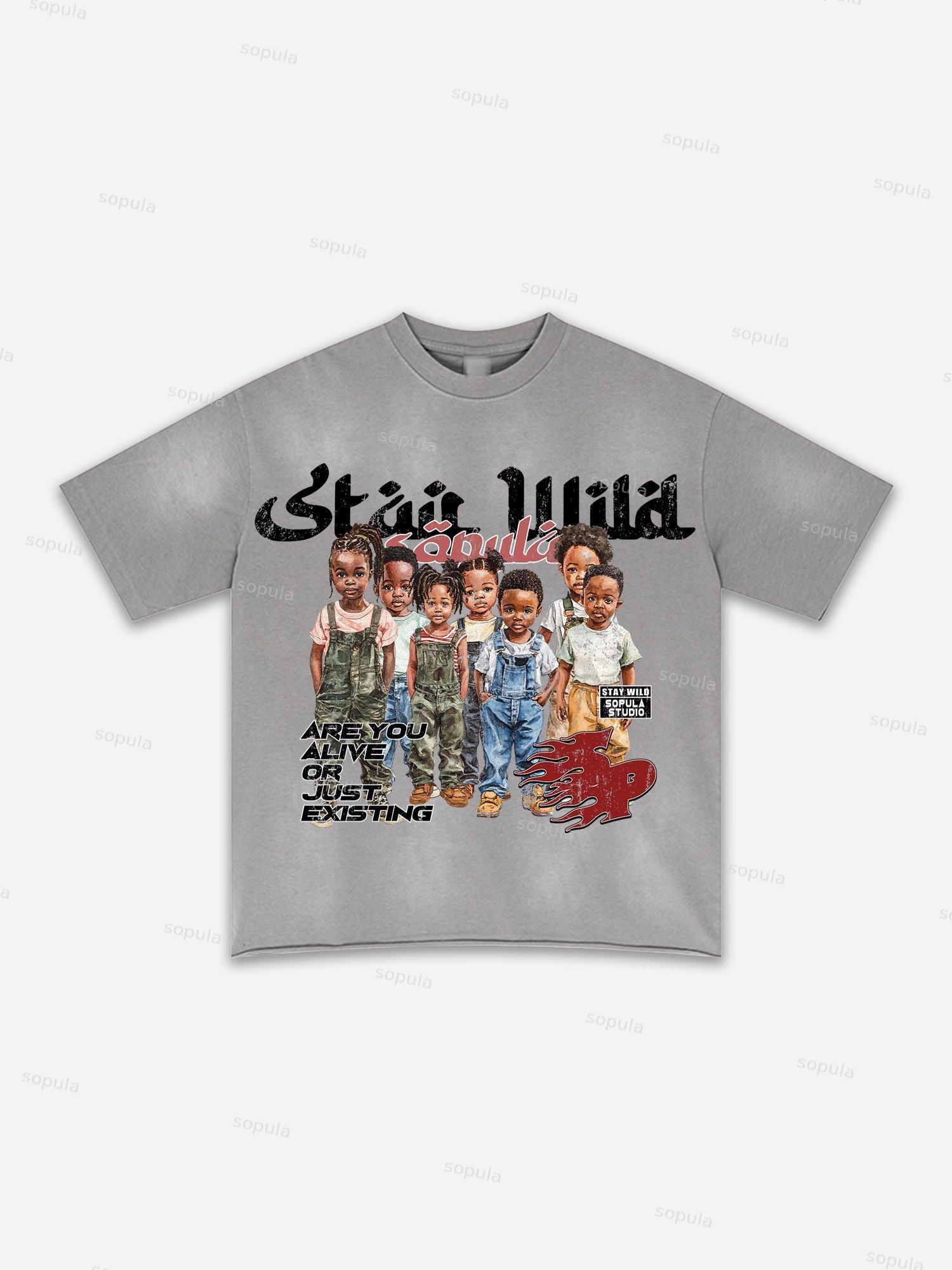Lips Graphic Print Washed T-shirt Product Image