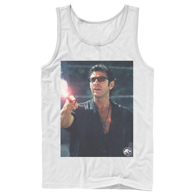 Men's Jurassic Park Ian Malcolm Road Flare Photo Graphic Tank Top, Size: Large, Athletic Grey Product Image