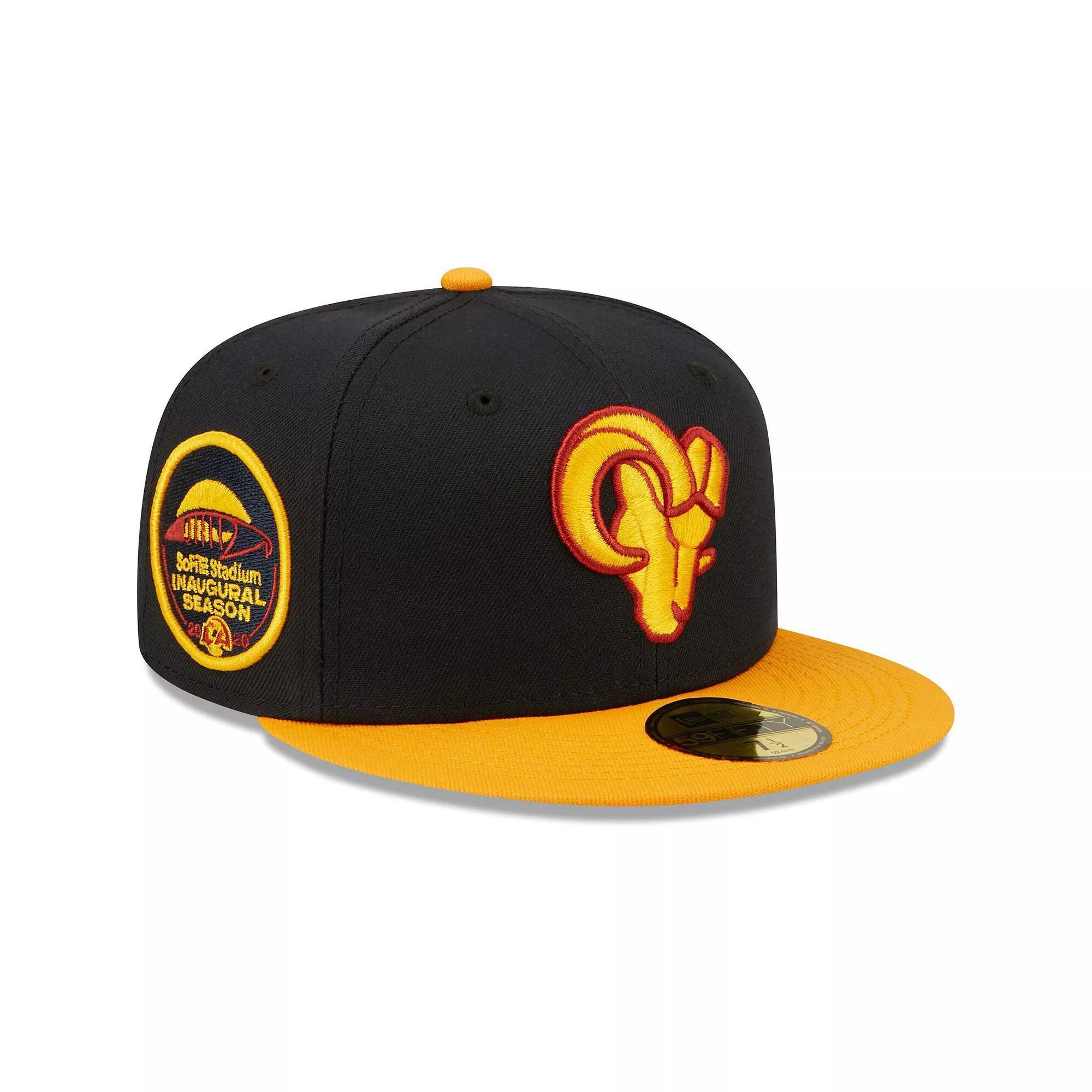 Men's New Era Navy/Gold Los Angeles Rams SoFi Stadium Inaugural Season 59FIFTY Fitted Hat, Size: 8, Blue Product Image