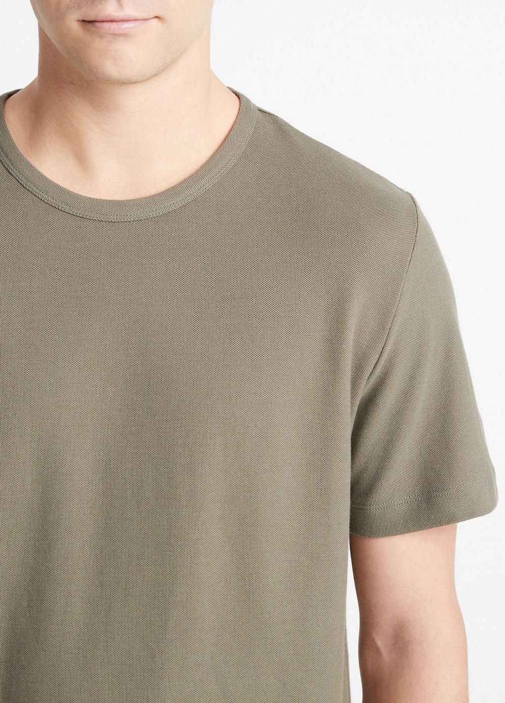 Mens Pima Cotton Piqu Crew Neck T-Shirt, Soft Black, Size L Vince Product Image