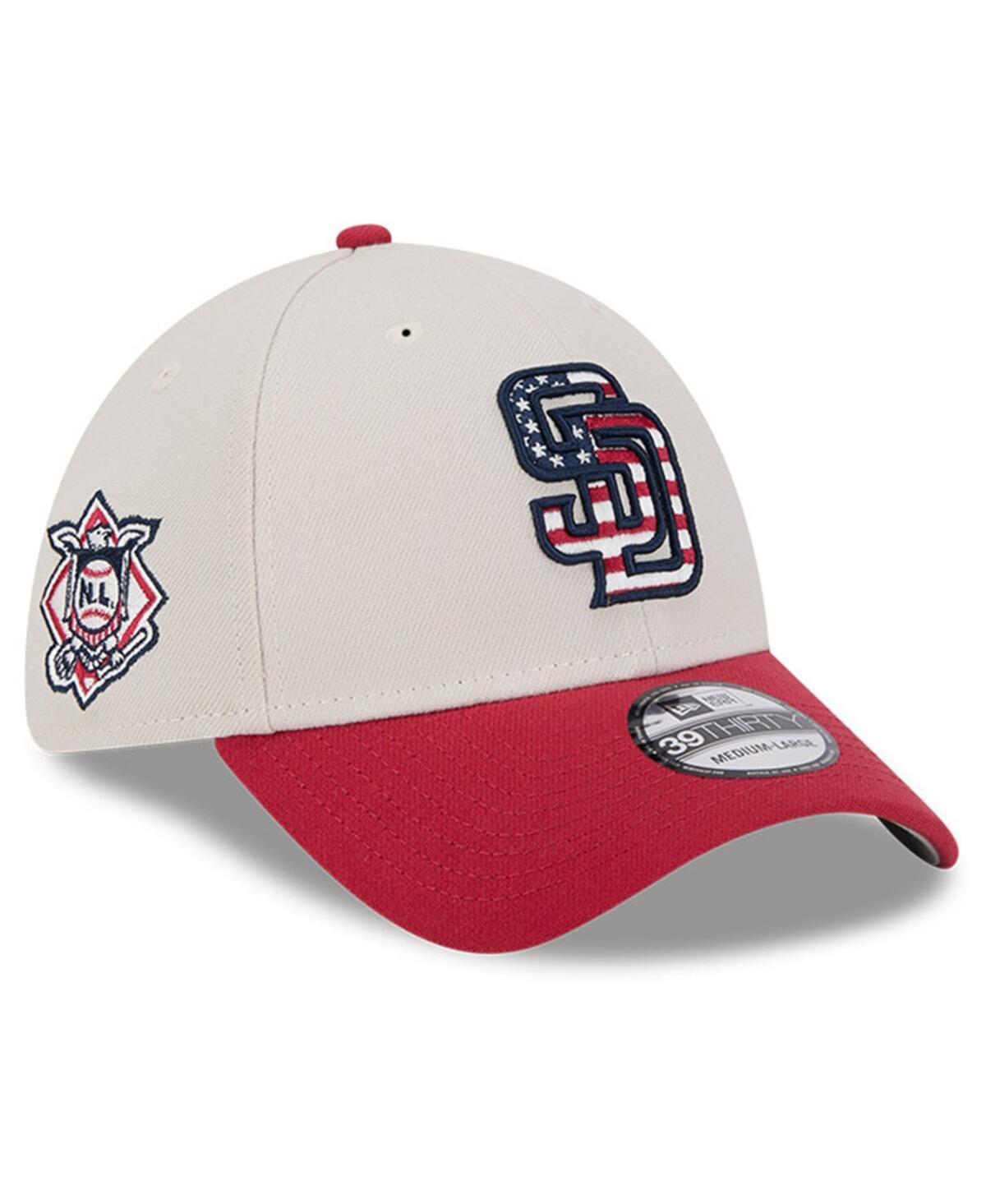 Men's New Era  Khaki/Red San Diego Padres 2024 Fourth of July 39THIRTY Flex Hat, Size: Large/XL, Beig K Product Image