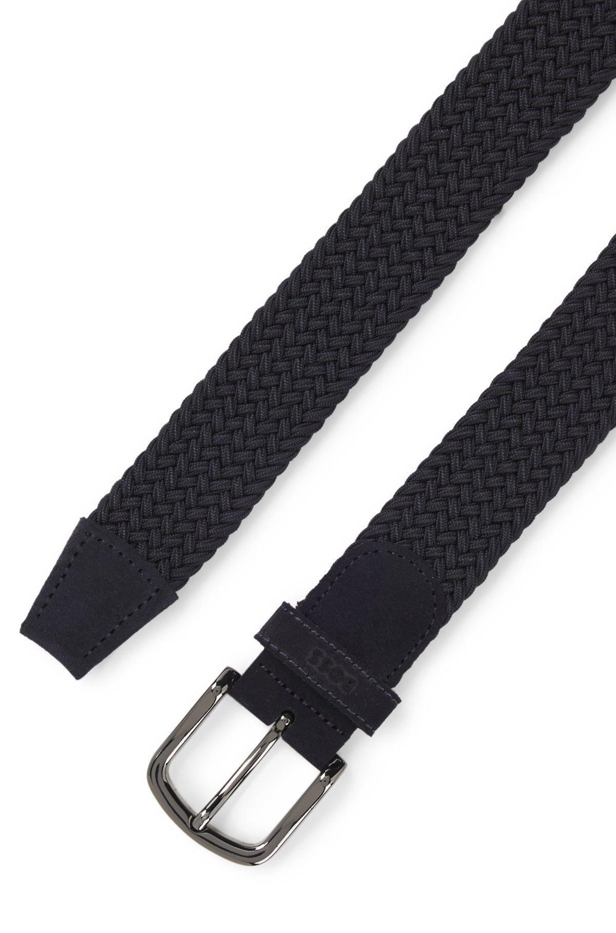 Woven belt with leather trims Product Image
