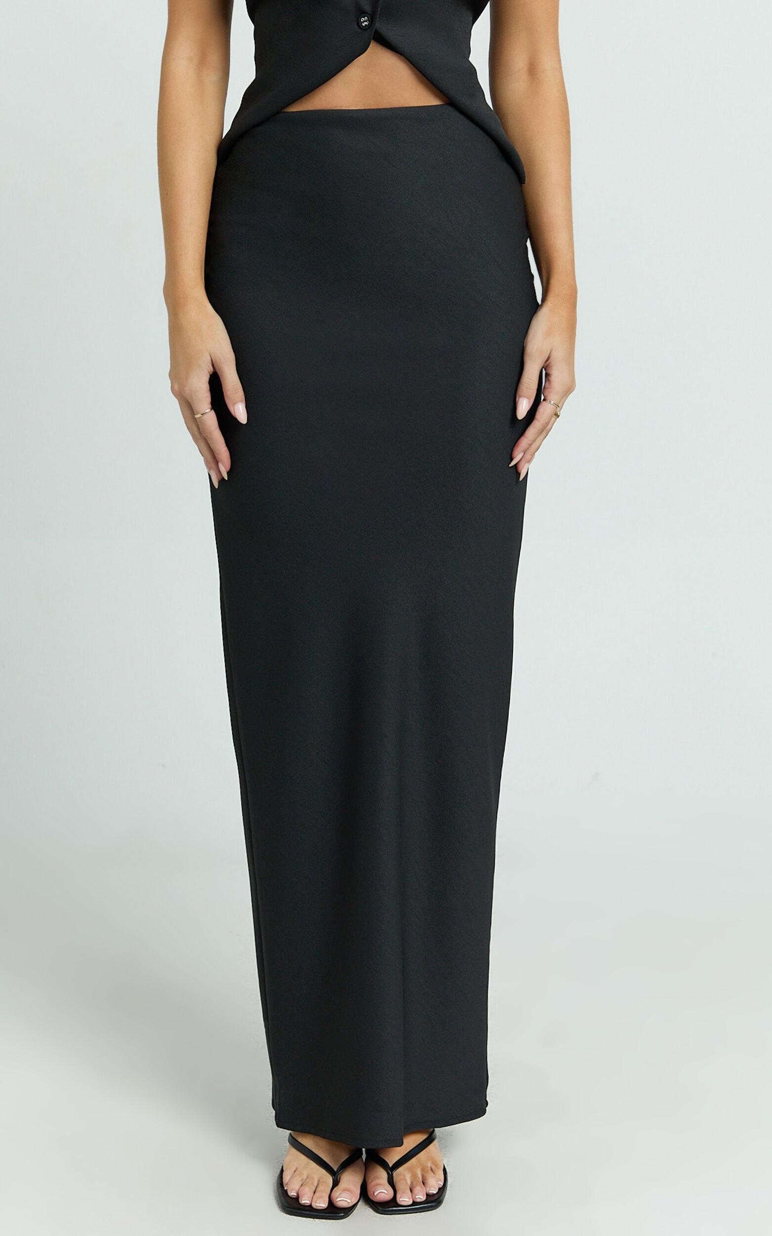 Romeo Maxi Skirt - Low Waist Bias Cut Maxi Skirt in Black Product Image