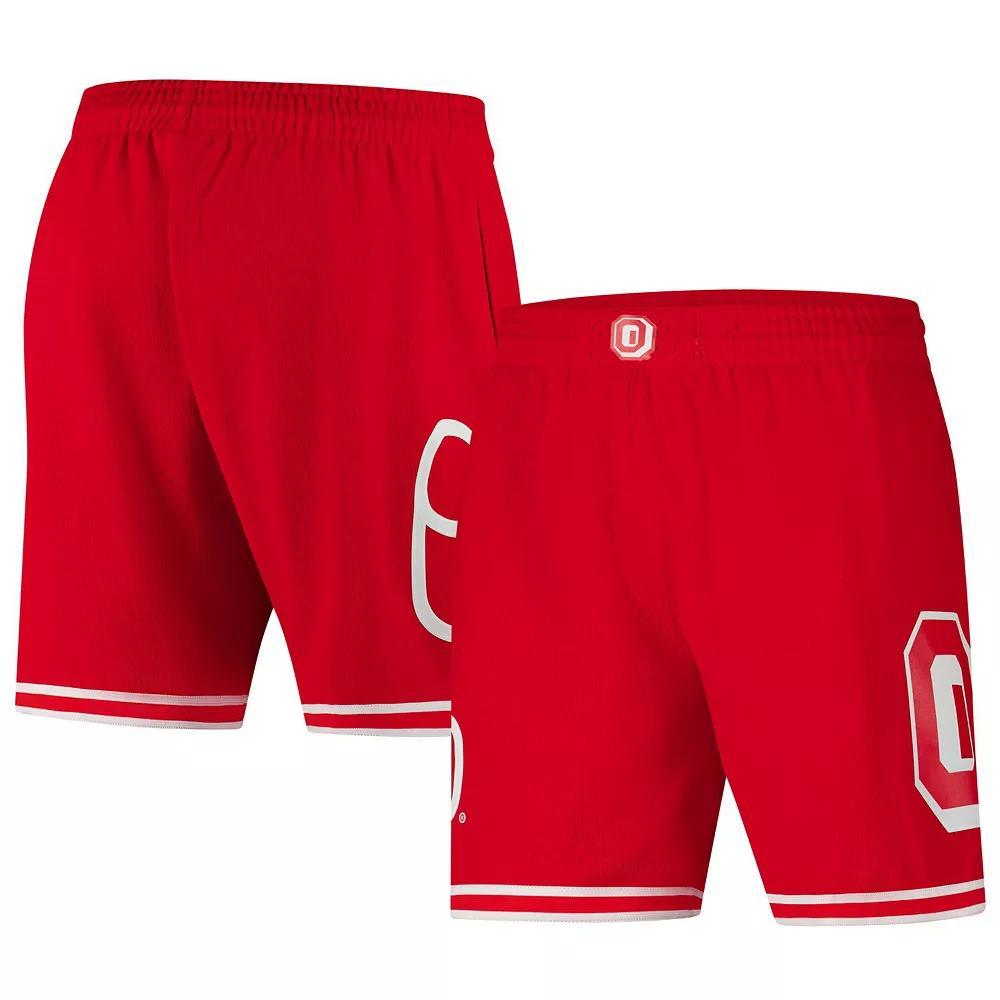 Men's Mitchell & Ness Scarlet Ohio State Buckeyes Team ID Current Logo Mesh Shorts, Size: 2XL, Red Product Image