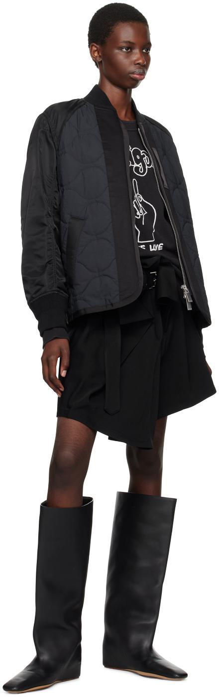 SACAI Nylon-sleeve Quilted Zip Up Jacket In Black Product Image