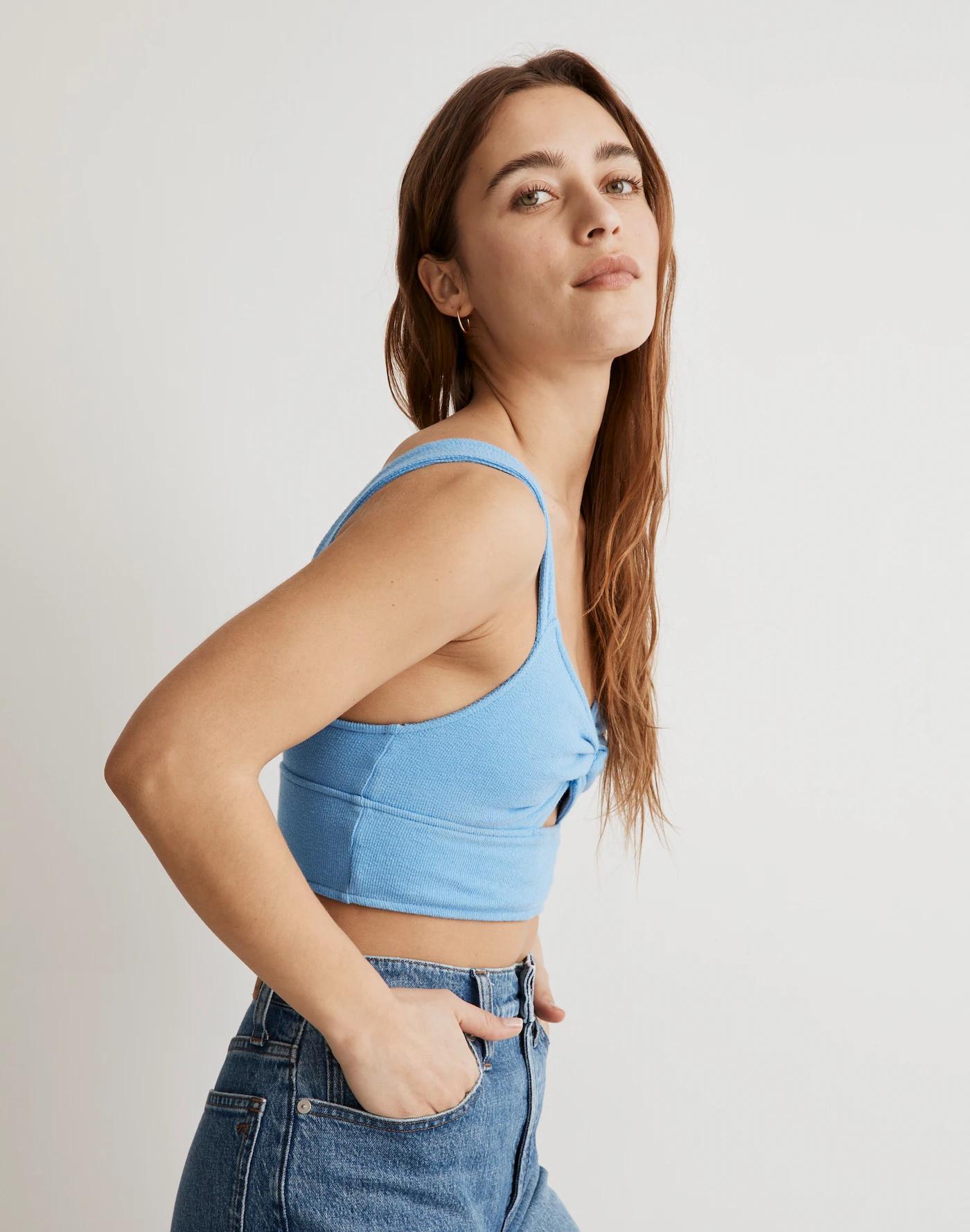 Cutout Knot-Front Crop Tank Top Product Image