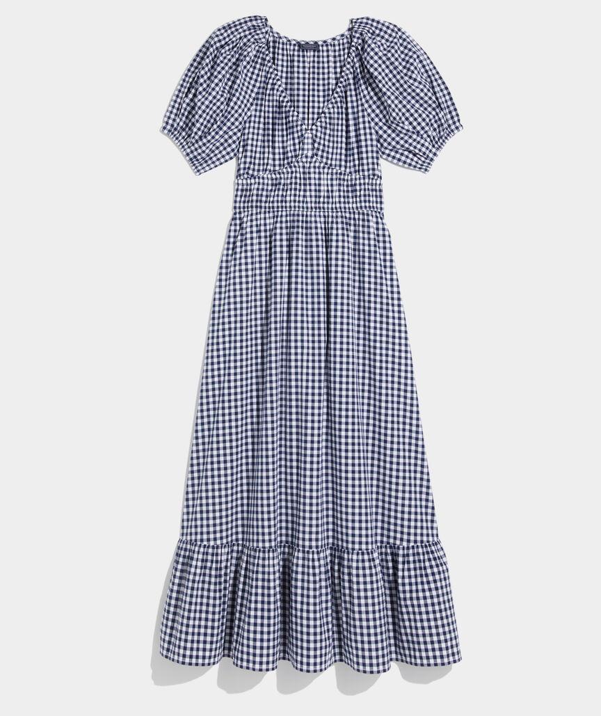 Marina Poplin Puff-Sleeve Midi Dress Product Image