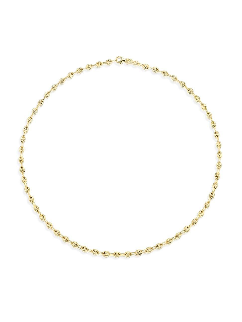 Womens Puffy Graduated Mariner Sterling 14K Yellow Gold Necklace Product Image