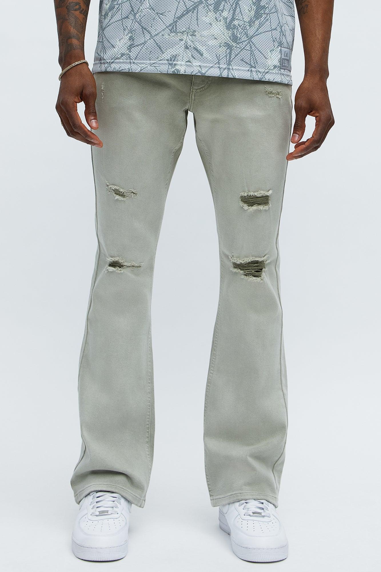 Stacked Skinny Flare Meet Me Halfway Ripped Jeans - Grey/combo Product Image