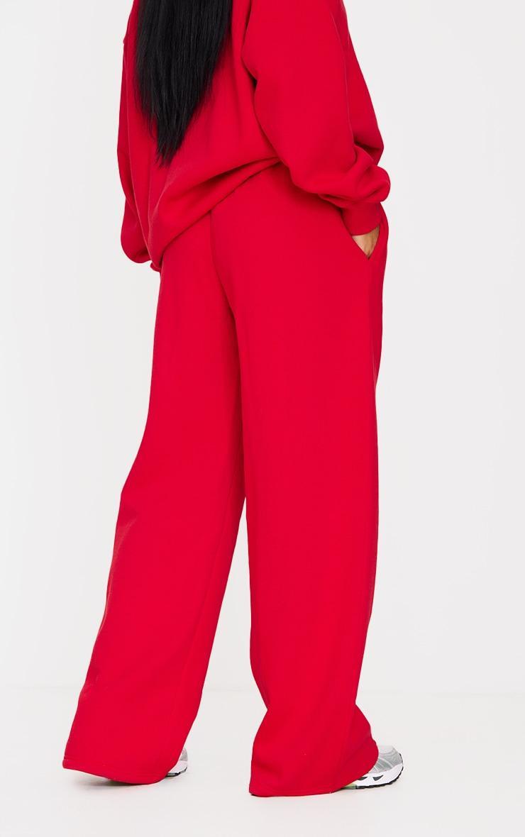 Dark Red Embroidered Straight Leg Sweatpants Product Image