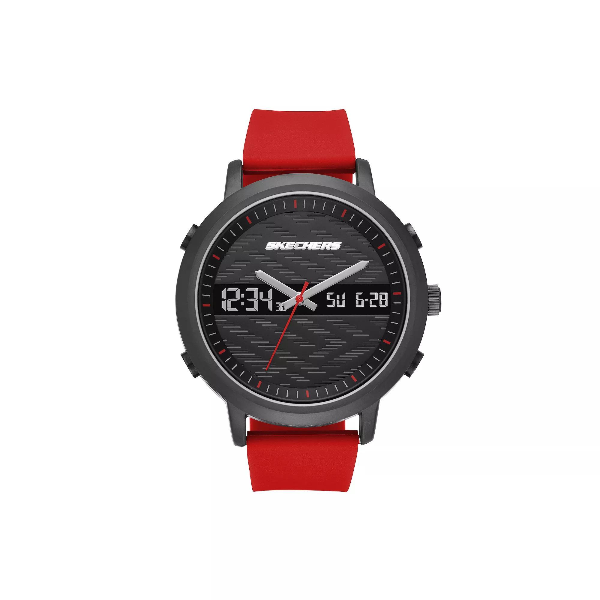 Skechers® Men's Lawndale Red Silicone Analog-Digital Watch, Size: Large Product Image