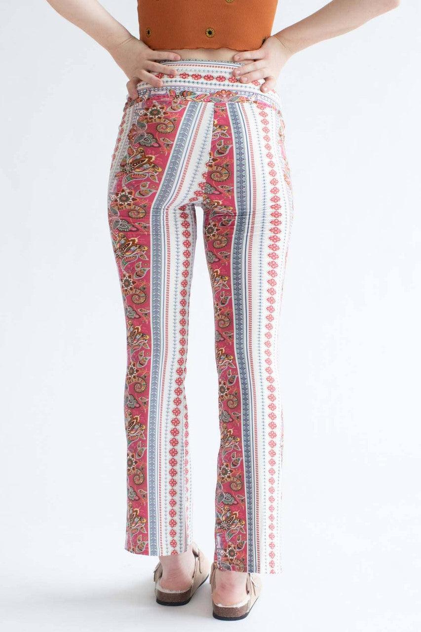 Coral Floral Border Print Bell Bottoms Product Image